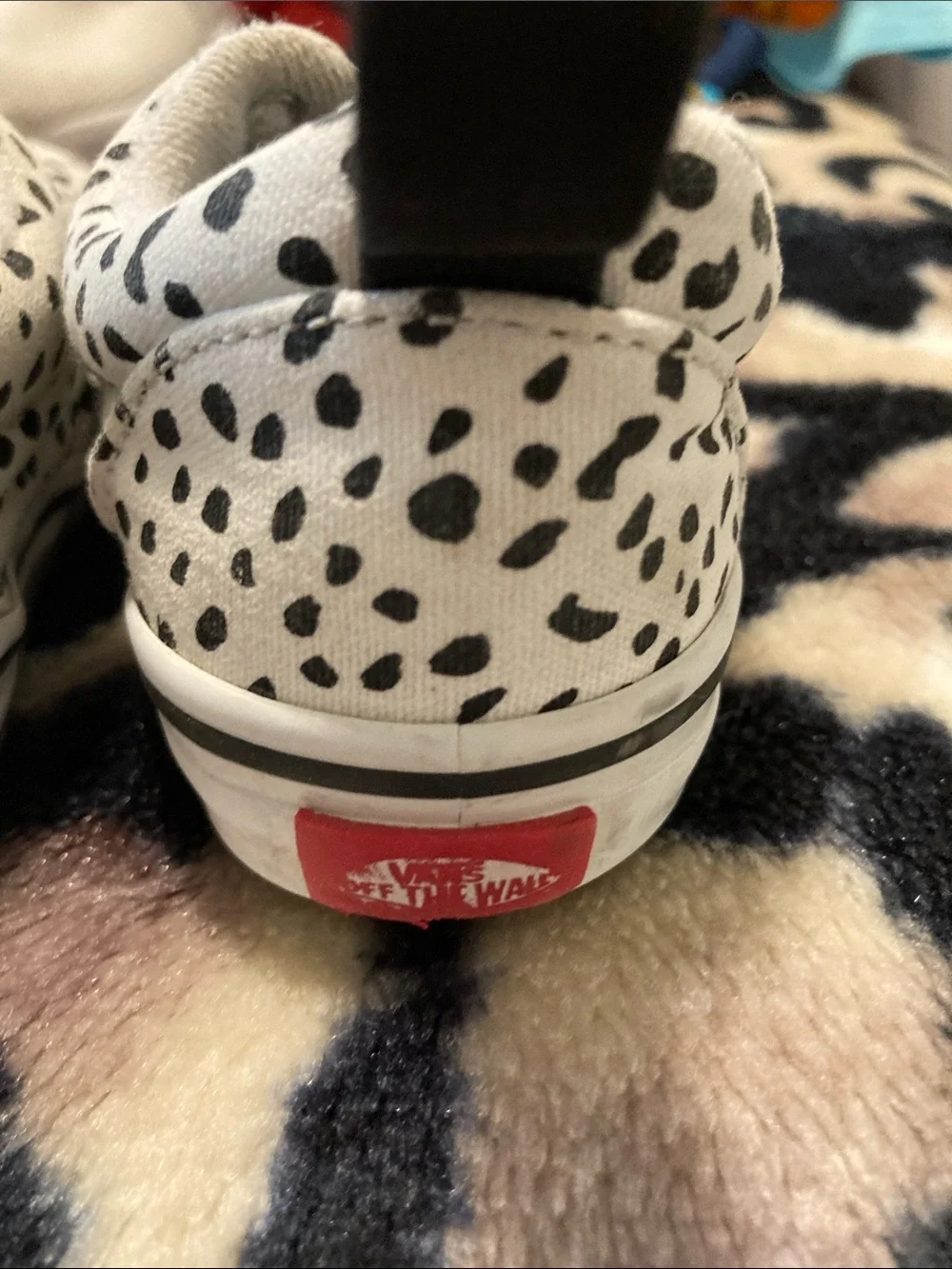 Vans Kids White Canvas Sneakers with Black Spot Print